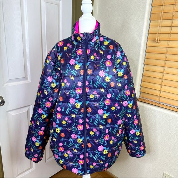 NWOT Disney Parks Alice In Wonderland Flower Reversible Puffer Jacket. - Picture 2 of 16